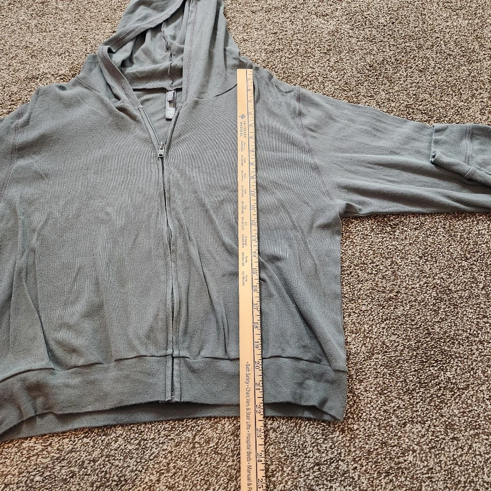 Skims Logo Pointelle Zip Up Hoodie In Mineral Green Size 4X - Picture 6 of 6